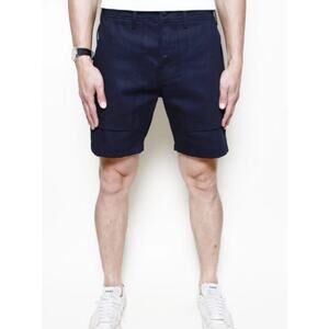 RGT Fatigue Shorts 30 Navy Blue Cotton Denim Mid-Rise Elastic Heritage Japan